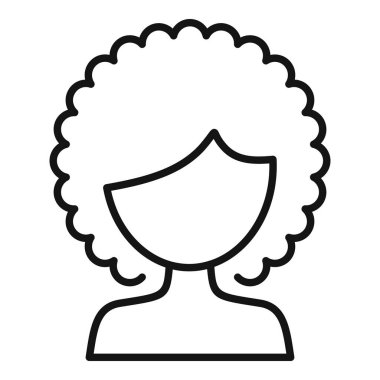 Kısa kıvırcık saç ikonu ana hatları vektörü. Model havlu. Moda salonu.