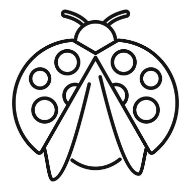 Çocuk uğur böceği ikonu ana hatları vektörü. Çarşaf bebek. Anten kanatlarının üstünde