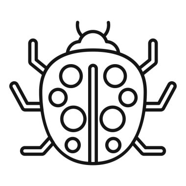 Uğur böceği simgesi ana hatları vektörü. Doğa sanatı baharı. Orman hayvanı çiçeği