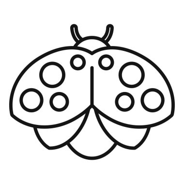 Uğur böceği simgesi ana hatlarının üzerinde. Doğal bir böcek. Çiçek bahçesi yaratığı