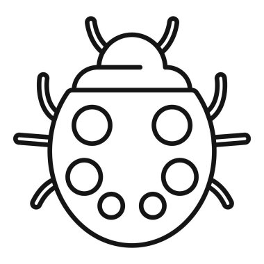 Uğur böceği ikonu ana hatları vektörü. Komik bebek böcek. Sevimli yaratık.