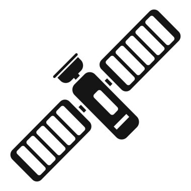 Uzay uydusu güç simgesi basit vektör. Kaynak hücre. Güneş ışığı şebekesi şarj