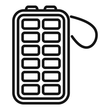 Taşınabilir güneş paneli simgesi ana hat vektörü. Güç bankası. Şarj kampı kaynağı