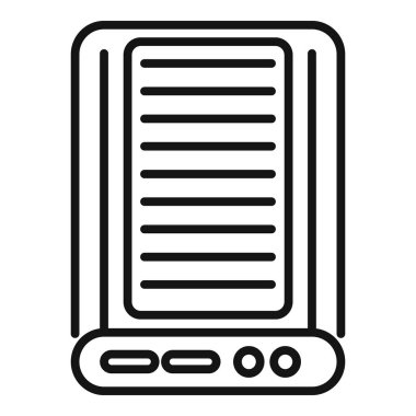 Güç kaynağı güneş bankası ikonu ana hat vektörü. Yarı kontrolcü. Isı ızgara çatı hücre şarjı