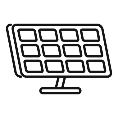 Alan güneş paneli simgesi ana hat vektörü. Lamba hücre gücü. Modül kaynak ızgarası