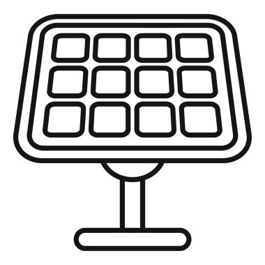 Güneş paneli simge çizgisi vektörünü ayarla. Isı ızgarası güneşi. Kontrolcü termal hücre