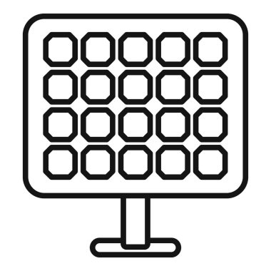 Güneş paneli simgesi dış hat vektörü. Kaynak hücre şarj oluyor. Elektrik sistemi gücü