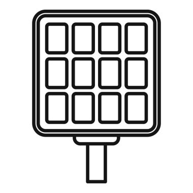 Yarı güneş paneli ikon ana hatları vektörü. Elektrik tesisatı. Modül hücre kaynağı