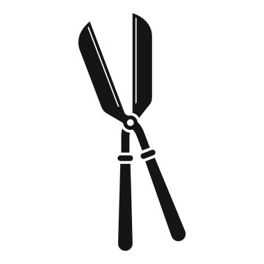 Büyük makas simgesi basit vektör. Bahçe süsleme. Servis çim dalı