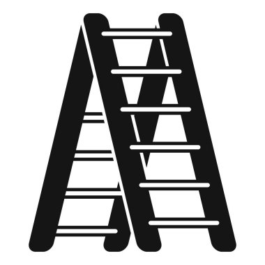 Tahta merdiven ikonu basit vektör. Ağaç buduyorum. Tırmanan bahçe süslemesi