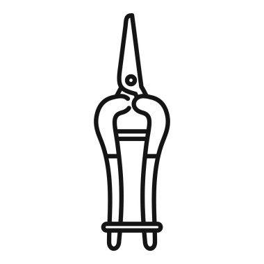 Çalışan bıçak ikonu ana hat vektörü. Bahçe aksesuarları. Güç güvenliği