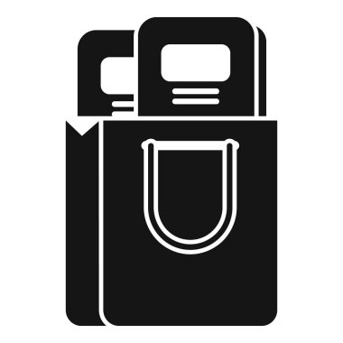 Çevrimiçi kitapçı çantası simgesi basit bir vektör. Uzaklık edebiyatı. Bilgisayar dijital