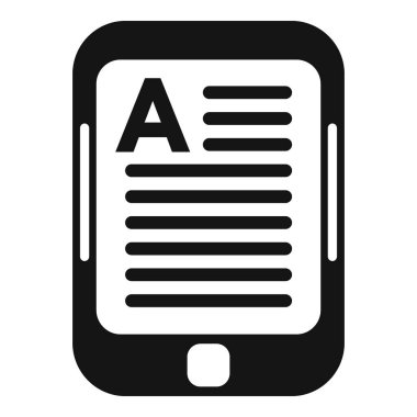 Modern e-okuyucu simgesi basit vektör. Kitap mağazası uygulaması. Eğitimci çalışıyor