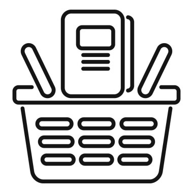 Alışveriş sepeti ikonu ana hatları vektörü. Uygulama sesini kaydet. Kişi kılavuzunu oku