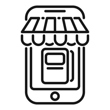 Çevrimiçi kitapların depolandığı uzaklık simgesi ana hatları vektörü. Uzaktan okuma. Kişi öğrenme