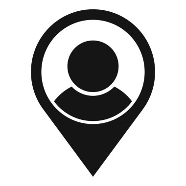 İstemci çevrimiçi konum simgesi basit vektör. Tasarım pazarı. Süreç kimliği