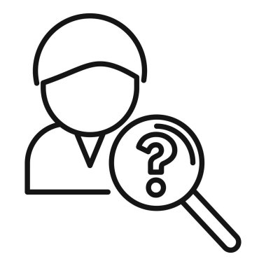 Arama süreci simgesi ana hatları vektörü. Anti-kart verileri. Müşteri kişisel