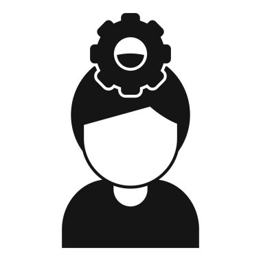 Dişli bellek ikonu basit vektörü. Eğitim sağlığı. Abanoz kafalı.