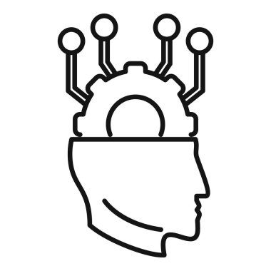 Vites sistemi bellek simgesi ana hatları vektörü. İlgi kayboldu. Bilim başındaki bunama