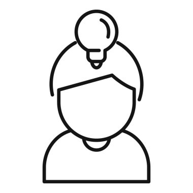 Yeni ampul fikri ikon ana hatları vektörü. İş sağlığını kaybetmiş. Bilim yalnızlığı