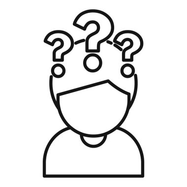 Hafıza kayıp soru simgesi ana hatları vektörü. Sağlık sigortası. Kafa bunaması