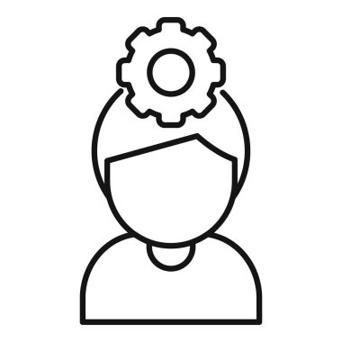 Vites belleği ikon ana hatları vektörü. Eğitim sağlığı. Abanoz kafalı.