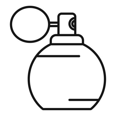 Parfüm şişesi ikonu ana hatları vektörü. Tedavi gören bir kadın. İşlem kaldırılıyor