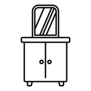 Masa aynası ikonu ana hatları vektörü. Tedavi sanatçısı. Düğün salonu