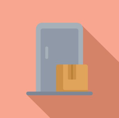 Kapı teslimatı simgesi düz vektör. Sipariş servisi. Ekspres aktar