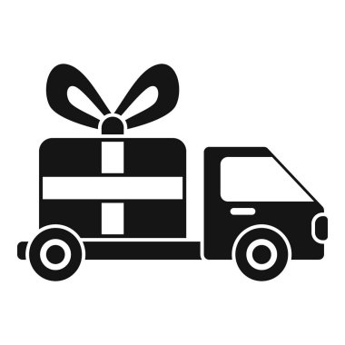 Paket teslimat kamyonu simgesi basit vektör. Hızlı nakliye. Sipariş servisi paketi