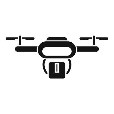 İnsansız hava aracı teslimat simgesi basit bir vektör. Dükkan ekspresi. Gemi teslimat konteynırı