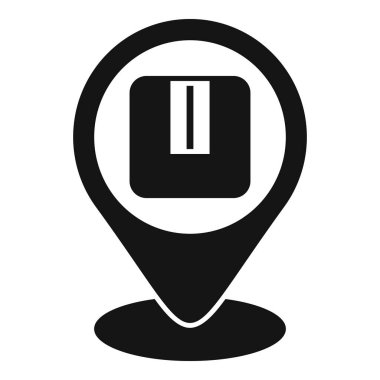 Paket kutusu konumu simgesi basit vektör. Kurye gemisi. Taşıyıcı gemi