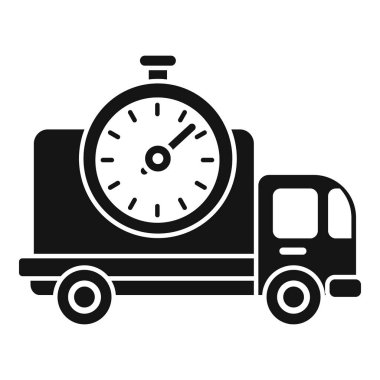 Paket içe aktarım simgesi basit vektör. Teslimat kamyonu. Dağıtım sırası