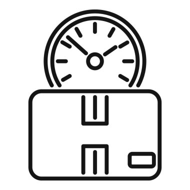 Hızlı paket teslim ikonu ana hat vektörü. Dükkan ekspresi. Ücretsiz teslimat konteynırı