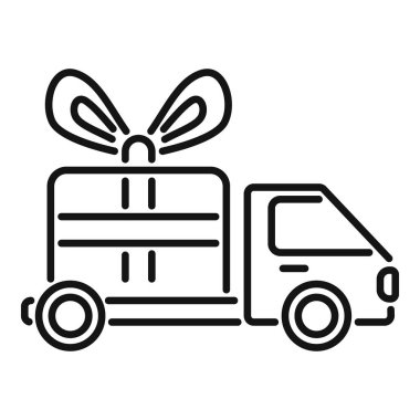 Paket teslimat kamyonu ikonu ana hat vektörü. Hızlı nakliye. Sipariş servisi paketi