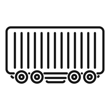 Tren yük vagonu ikonu ana hat vektörü. Hızlı gemi kutusu. Serbest ticaret