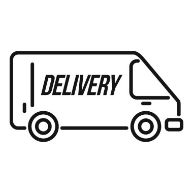 Minibüs teslimat ikonu ana hat vektörü. Şehir ekspres servisi. Dağıtım sevkiyatı