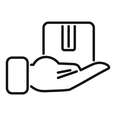 Paket konteynır simgesi ana hatları vektörü. Sevkiyat dağıtımı. Minibüs kutusu