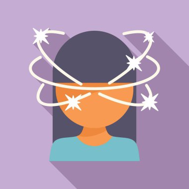 Yüz baş dönmesi ikonu düz vektör. Baş dönmesi var. Hasta sağlık hastalığı