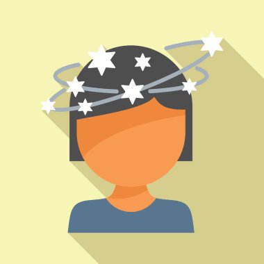 Baş döndürücü düz vektör. Vertigo sağlık erişkinliği. Denge hareketi