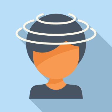 Yörüngesel baş ağrısı ikonu düz vektör. Sarhoş bir hasta. Hastalıklı insanlar