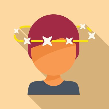 Sağlıklı insan hastalıkları ikonu düz vektör. Başım çok dönüyor. Vertigo yetişkin acısı