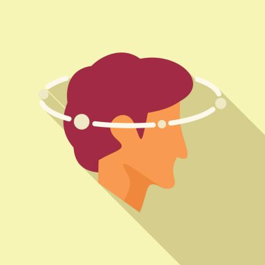 Baş migren ikonu düz vektörü. Yetişkin ifadesi. Baş dönmesi hastalığı.