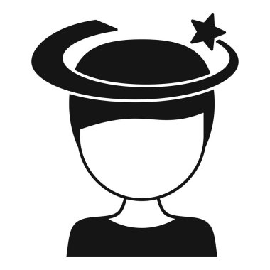 Baş dönmesi beyin simgesi basit bir vektör. İğrenç bir ifade. Rahatsızlık hastalığı