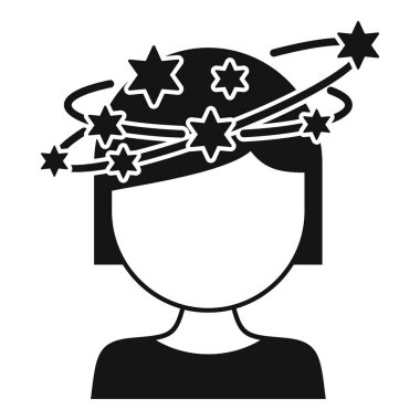 Baş döndürücü simge basit vektör. Vertigo sağlık erişkinliği. Denge hareketi