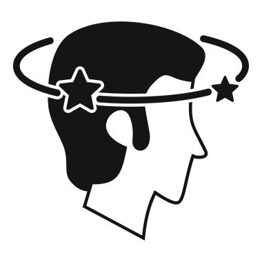 Basınç ağrısı ikonu basit bir vektör. Baş dönmesi hastalığı. Hasta kafatasına dikkat et