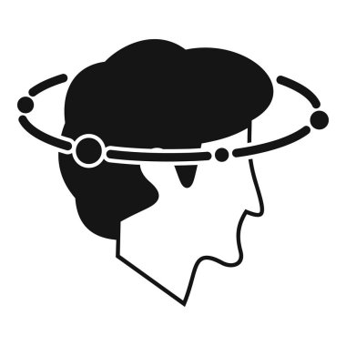 Baş migren ikonu basit bir vektör. Yetişkin ifadesi. Baş dönmesi hastalığı.