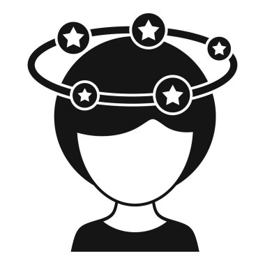 Yörünge yıldızları simgesi basit bir vektör. Baş dönmesi sorunu. Spiral insan hasta