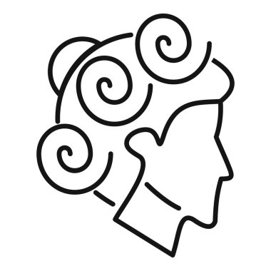 Baş dönmesi baş ağrısı ikon ana hatları vektörü. Spiral hastalıklı sağlık. İnsan problemi