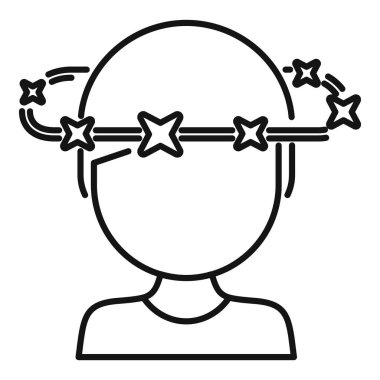 Basınç ağrısı saplantılı ikon ana hat vektörü. Baş dönmesi hastalığı. Hasta kafatasına dikkat et